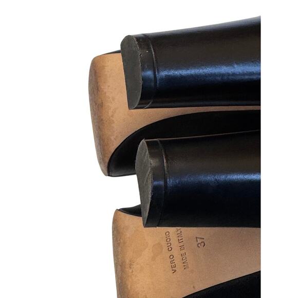 EMERSON FRY Black Leather Strappy Ankle Boots Sz 37 (US 7) - Block Heel Booties - Picture 9 of 9